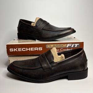 Skechers Larken Valson Slip On Formal Shoes in Brown